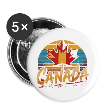 Kanada Retro Ahorn-Sonnenuntergang - Buttons groß 56 mm (5er Pack) - Weiß - Vorne