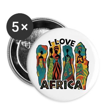 I LOVE AFRICA - Buttons large 2.2''/56 mm (5-pack) - white - Front