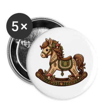 Fairytale Forest Pony on Rocking Horse - Buttons large 2.2''/56 mm (5-pack) - white - Front