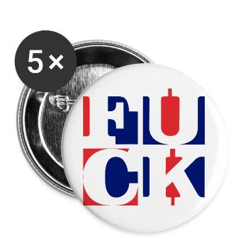 FUCK – Freundliche Typografie mit Augenzwinkern - Buttons groß 56 mm (5er Pack) - Weiß - Vorne