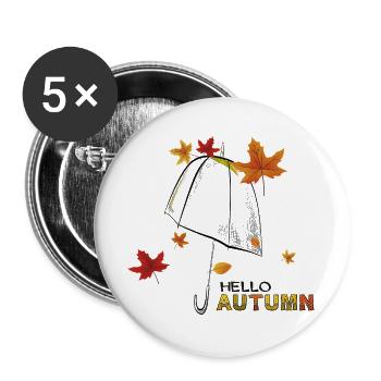 Herbstlaub Hello Autumn - Buttons groß 56 mm (5er Pack) - Weiß - Vorne