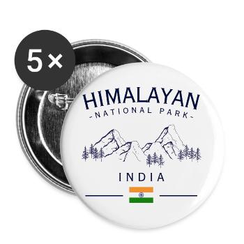 Himalaya Nationalpark Indien - Buttons groß 56 mm (5er Pack) - Weiß - Vorne