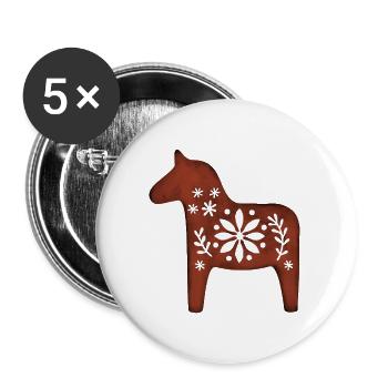 Skandinavisches Dala-Pferd – Nordic Folk - Buttons groß 56 mm (5er Pack) - Weiß - Vorne