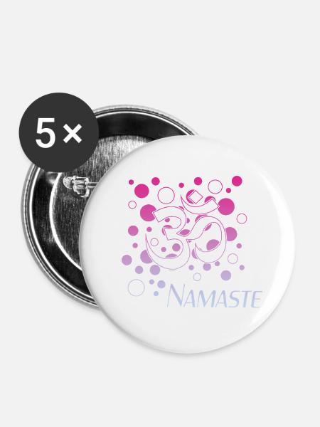 Om Namaste - Buttons groß 56 mm (5er Pack) - Weiß
