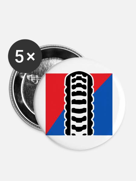 Fahrrad Reifenprofil Logo - Buttons groß 56 mm (5er Pack) - Weiß