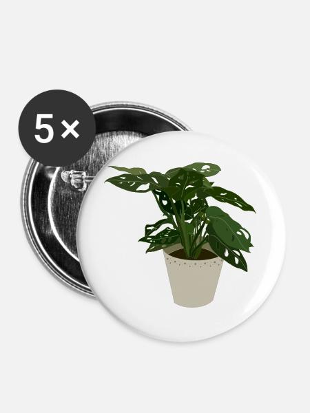 Monstera Monkey Leaf - Buttons groß 56 mm (5er Pack) - Weiß