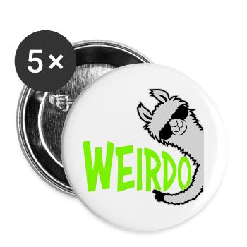 Weirdo Komischer Lustiger Spruch Lama Sonnenbrille - Buttons groß 56 mm (5er Pack) - Weiß - Vorne