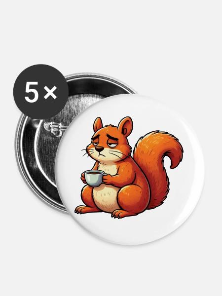 Eichhörnchen Eichhorn Eichhörnchenliebhaber Nager - Buttons groß 56 mm (5er Pack) - Weiß