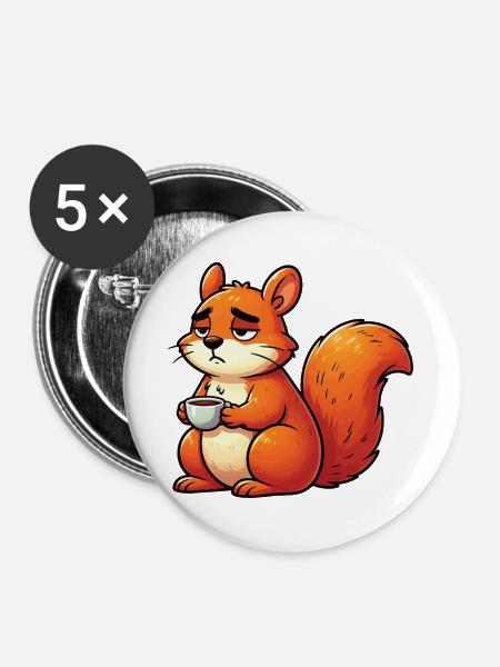 Eichhörnchen Eichhorn Eichhörnchenliebhaber Nager - Buttons groß 56 mm (5er Pack) - Weiß