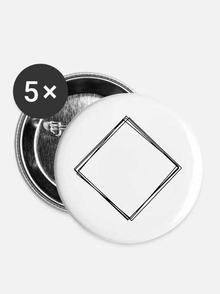 Raute handgezeichnet - Buttons groß 56 mm (5er Pack) - Weiß