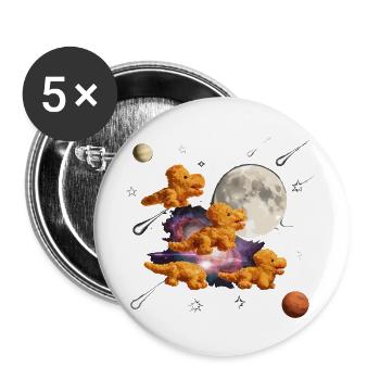 Chicken Nuggets Im Weltraum Lustiges Motiv - Buttons groß 56 mm (5er Pack) - Weiß - Vorne