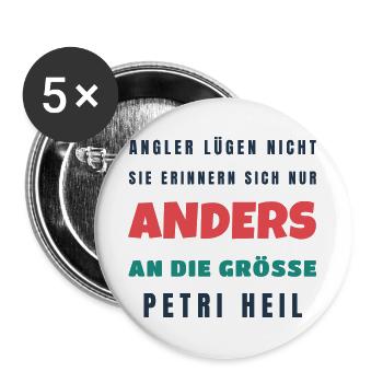 Angler lügen nicht Sie erinnern sich anders - Buttons groß 56 mm (5er Pack) - Weiß - Vorne