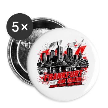 Frankfurt - Buttons groß 56 mm (5er Pack) - Weiß - Vorne