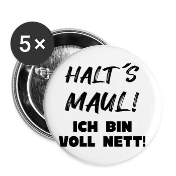 Voll Nett  - Buttons groß 56 mm (5er Pack) - Weiß - Vorne