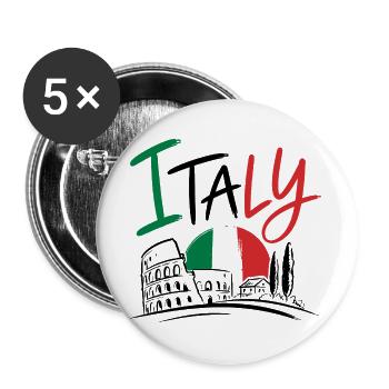 Italienische Flagge - Buttons groß 56 mm (5er Pack) - Weiß - Vorne