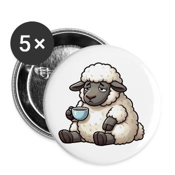 Schaf Schafe Schäfer Schafhalter Schafbock - Buttons groß 56 mm (5er Pack) - Weiß - Vorne