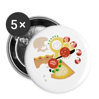 Abstrakt_Pizza - Buttons groß 56 mm (5er Pack) - Weiß - Vorne