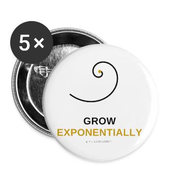 Fibonacci-Spiral Wachstum - Buttons groß 56 mm (5er Pack) - Weiß - Vorne