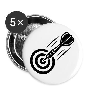 Fliegender Dartpfeil Icon - Buttons groß 56 mm (5er Pack) - Weiß - Vorne
