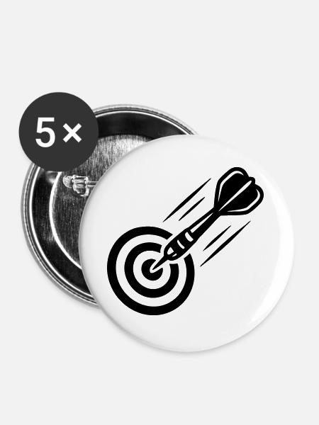 Fliegender Dartpfeil Icon - Buttons groß 56 mm (5er Pack) - Weiß