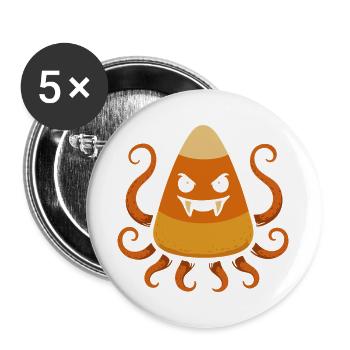 Candy Corn Monster – Kawaii Halloween Motiv - Buttons groß 56 mm (5er Pack) - Weiß - Vorne