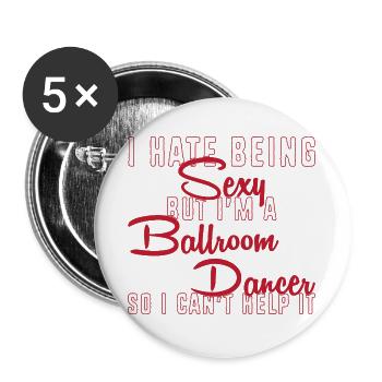 Walzer Paartanz - Buttons groß 56 mm (5er Pack) - Weiß - Vorne