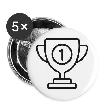 Trophäen-Symbol des ersten Platzes - Buttons groß 56 mm (5er Pack) - Weiß - Vorne
