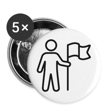 Flaggenträger-Personen-Liniensymbol - Buttons groß 56 mm (5er Pack) - Weiß - Vorne