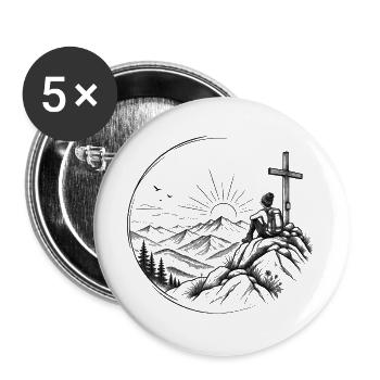Wanderin auf dem Gipfel - Buttons groß 56 mm (5er Pack) - Weiß - Vorne