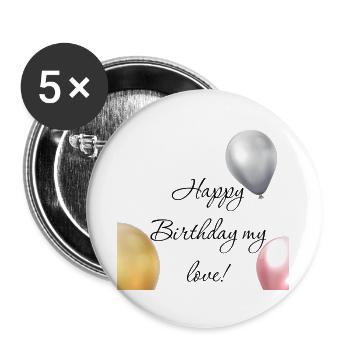 Alles Gute zum Geburtstag - Buttons groß 56 mm (5er Pack) - Weiß - Vorne