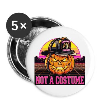 Kein kostümierter Feuerwehrmann Halloween-Kürbis - Buttons groß 56 mm (5er Pack) - Weiß - Vorne