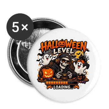 Halloween Level – Spooky Gaming Design - Buttons groß 56 mm (5er Pack) - Weiß - Vorne