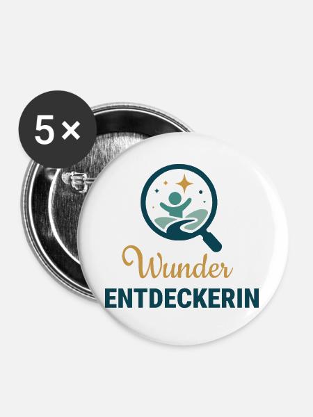 Wunder Entdeckerin - Buttons groß 56 mm (5er Pack) - Weiß