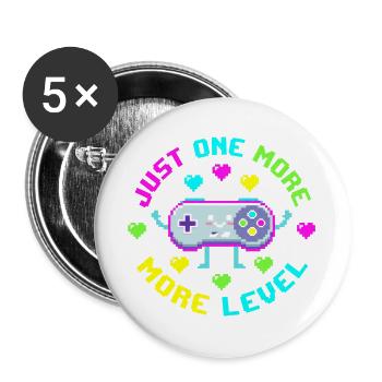 Retro Pixel Controller Level - Just one more level - Buttons groß 56 mm (5er Pack) - Weiß - Vorne