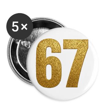 Gold Glitter 67 Ziffern - Buttons groß 56 mm (5er Pack) - Weiß - Vorne