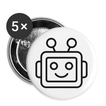 KI-Roboter-Kopfzeilen-Symbol - Buttons groß 56 mm (5er Pack) - Weiß - Vorne