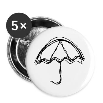 Regenschirm handgezeichnet - Buttons groß 56 mm (5er Pack) - Weiß - Vorne