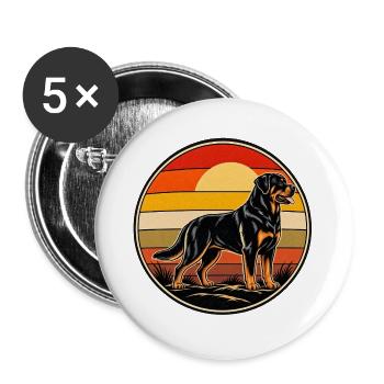 Rottweiler Retro Vintage Sonnenuntergang - Buttons groß 56 mm (5er Pack) - Weiß - Vorne