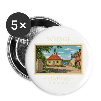 Schweden Sigtuna Vintage Reisemarke - Buttons groß 56 mm (5er Pack) - Weiß - Vorne