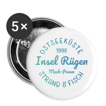 Ostseeküste - Insel Rügen - Buttons groß 56 mm (5er Pack) - Weiß - Vorne