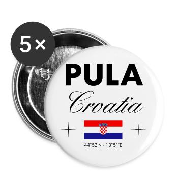 Pula Kroatien Koordinaten Reise Souvenir - Buttons groß 56 mm (5er Pack) - Weiß - Vorne