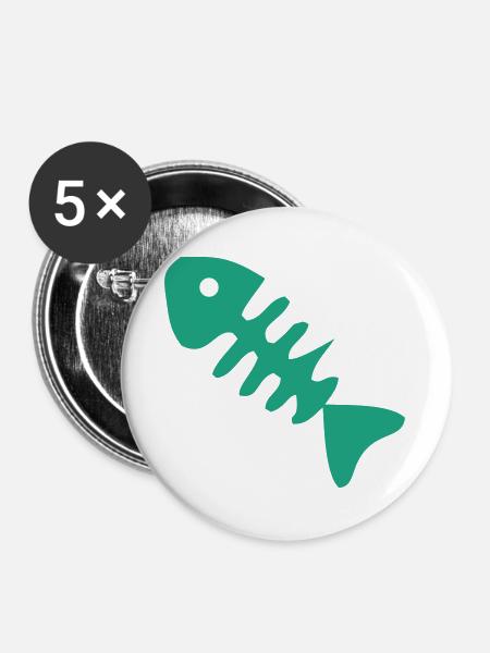 Gruene Fischgraete Icon - Buttons groß 56 mm (5er Pack) - Weiß