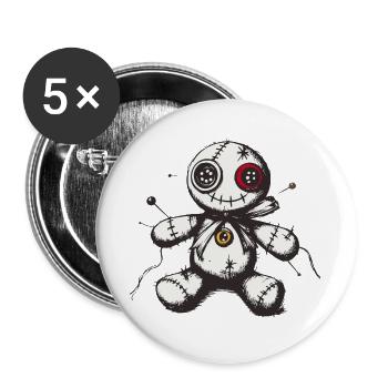 Genähte Voodoo Puppe - Buttons groß 56 mm (5er Pack) - Weiß - Vorne