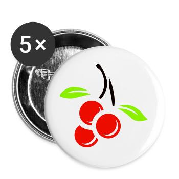 Drei Kirschen - Buttons groß 56 mm (5er Pack) - Weiß - Vorne