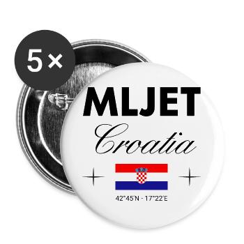 Mljet Kroatien Koordinaten Reise Souvenir - Buttons groß 56 mm (5er Pack) - Weiß - Vorne