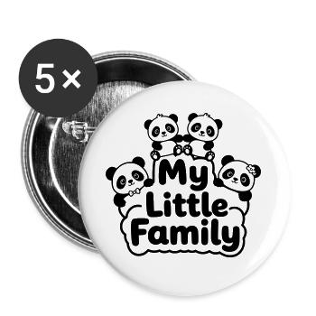 Mein kleiner Familienpanda – Eltern und Zwillinge - Buttons groß 56 mm (5er Pack) - Weiß - Vorne