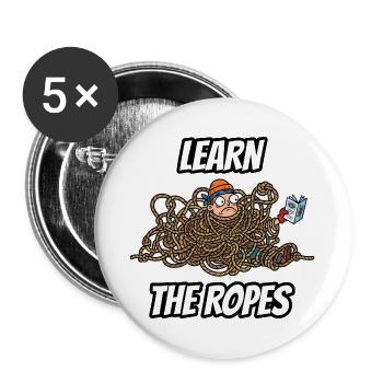 Learn the Basics – Witzige, wörtliche Idiom-Zeichentrickserie - Buttons groß 56 mm (5er Pack) - Weiß - Vorne