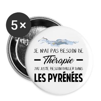 Ich brauche keine Therapie, ich brauche sie nur... - Buttons groß 56 mm (5er Pack) - Weiß - Vorne