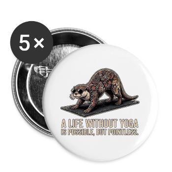 Yoga Tattoo Otter - Buttons groß 56 mm (5er Pack) - Weiß - Vorne