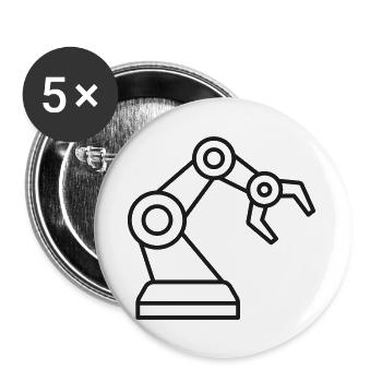 Roboterarm-Linie-Symbol - Buttons groß 56 mm (5er Pack) - Weiß - Vorne